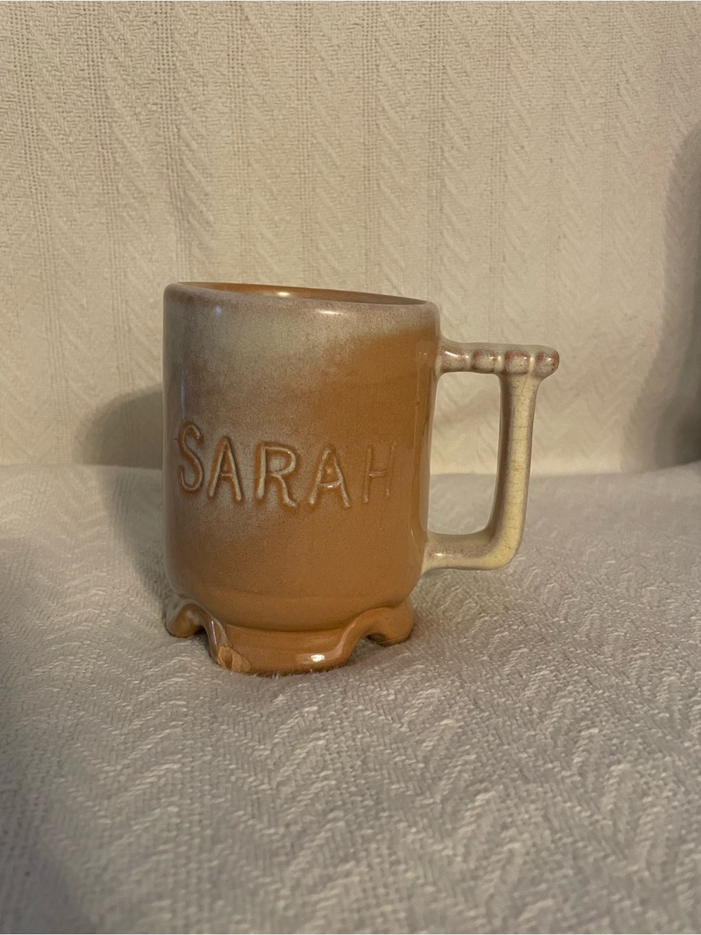 Frankoma Sarah Ceramic Mug in Tan and Cream